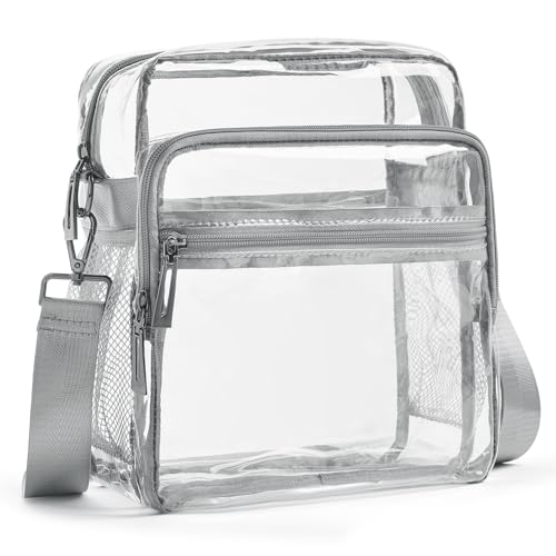 Image of LATMAP Clear Bag for Stadium Events 12x6x12 Clear Purse with 3-Zipper Pockets Crossbody Handbag Tote for Concerts Sports
