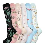 kodinsiivous 6 Paar Kompressionsstrümpfe 15-20, bunte Stützsocken L/XL