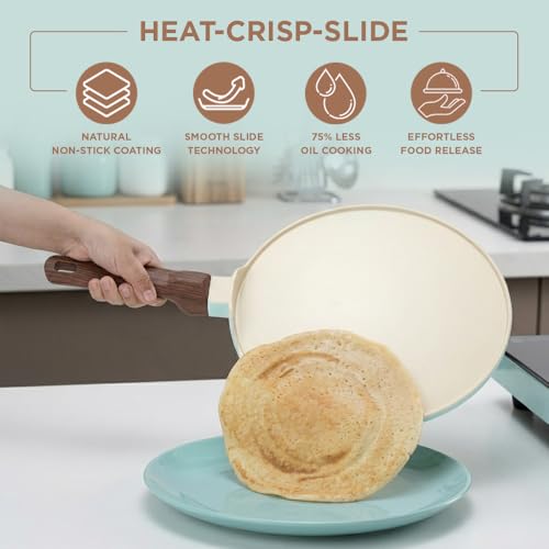 Image of Vinod Ceravit Ceramic Non Stick Dosa Tawa 27 cm | 100% Toxin Free | Tava for Dosa, Roti, Chapati & Uttapam | 5.2 mm Thick Bottom | PFAS & PFOA Free | Induction & Gas Compatible | Metal Spoon Friendly