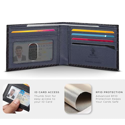 Image of Oak Leathers Slim Leather Wallet for Men - RFID Wallets Credit Card Holder Ultra Thin Gift for Mens, Front Pocket Minimalist Design