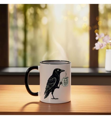 Taza de cerámica negra y blanca de 11 onzas miniatura 3
