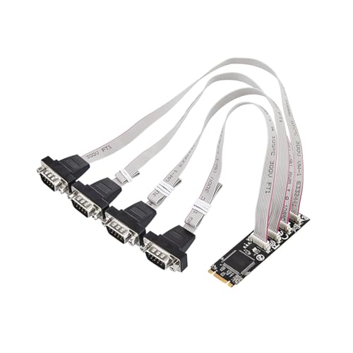 Image of IOCrest 4 Port RS-232 DB9 Serial M.2 B+M Key Controller Card SY-PEX15072 (PCIe x1, Linux Compatible)