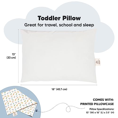 Image of Toddler Pillow with Pillowcase, 13x18 My Little Dreamy Pillow (Roarsome) | Kids Travel Bed Pillow for Sleep, Organic Cotton Small Pillowcase, Soft, Breathable, Machine Washable, Toddlers 2-5 years old