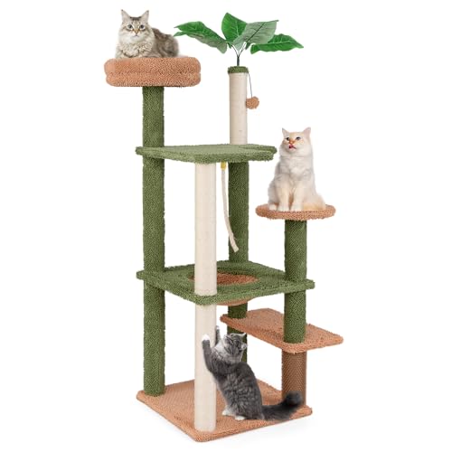 Tangkula Árbol para Gatos 60 Pulgadas Verde con Rascadores miniatura 1