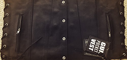 Men's Side Lace Motorcycle Biker Vest With Gun Pockets Concealed Carry Arms #TOP2