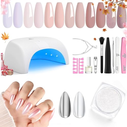 Kit de esmaltes de uñas gel Beetles con luz LED y polvo cromado miniatura 1