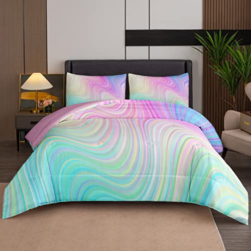 Bodhi Girls Comforter Full Size Colorful Tie Dye Comforter Teen Girl Pink Bedding Set Watercolor Pastel Pink Comforter Set Blue Purple Bedding Set Bright Girly Tie Dye Bedding #TOP1