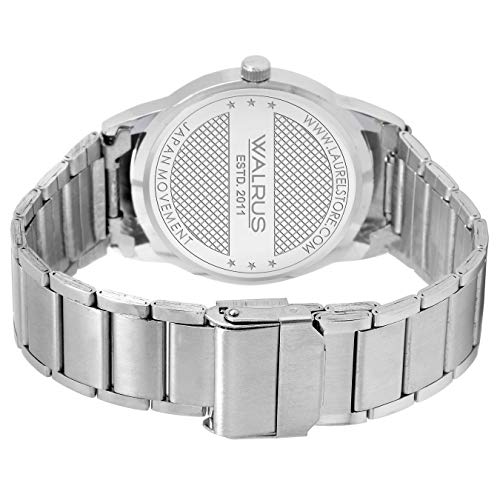 Image of Walrus Wrist Watch for Men Analog Silver Metal Chain | Stylish Quartz Display | Durable Silver Strap and Case | Classic and Elegant Design