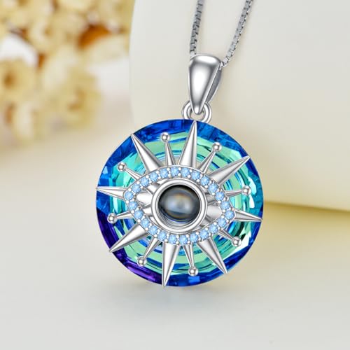 Evil Eye Necklace for Women Moonstone Evil Eye Amulet Pendant 925 Sterling Silver Suitable for Birthdays and Halloween Suitable for Men and Women4