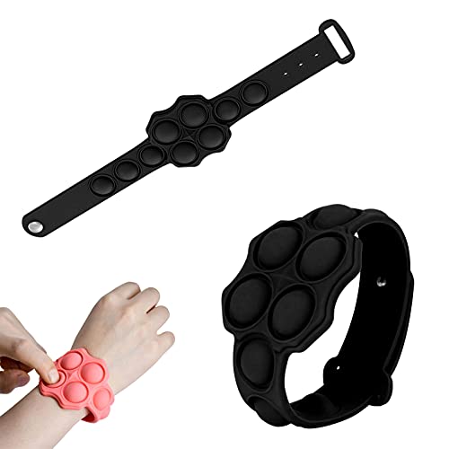 NSOP Stress Relief Wristband Fidget Toys,Wristband Simple Dimple, Hand Finger Press Silicone Bracelet Toy for Kids Adults ADHD ADD Anxiety Autism (Black) toddler