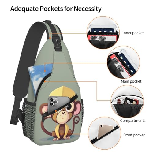 Mochila bandolera con diseño de mono para senderismo miniatura 4