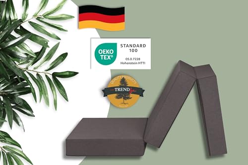 Badenia Trendline faltbare Gästematratze XXL incl. Husse mit praktischen Taschen, Komforthöhe von 15cm, 196 x 65 x 15,5 cm Liegefläche, Öko-Tex zertifiziert, hellgrau