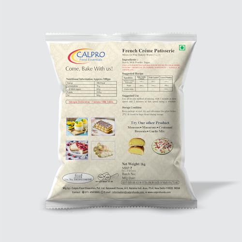 Image of French Creme Patisserie :Eggless Primum Custard In Second & Bake Stable ! High Protein ! Melt-In-Mouth -100% Vegetarian: Mix Powder-1KG