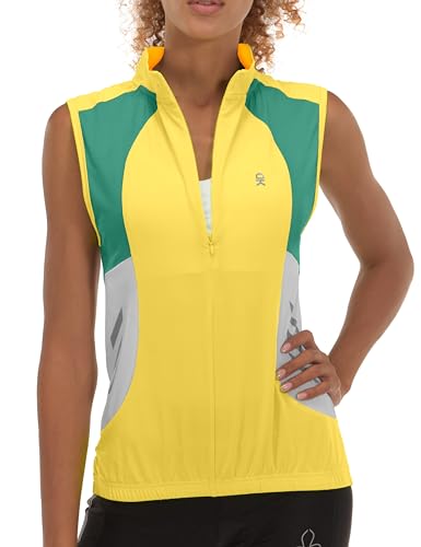 Image of Little Donkey Andy Women's Half Zip Breathable Cycling Vests Reflective Sleeveless Jerseys Shirts Golf 4 Rear Pockets