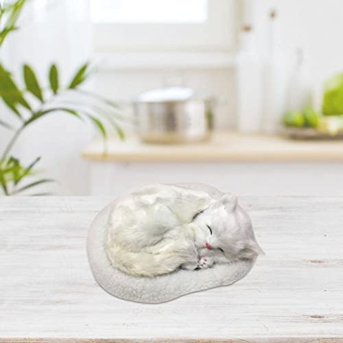 Sleeping Cat Toy Breathing Cat Stuffed Animal Doll with Mat Plush Toys for Children Home Ornament Soft Mat Bed and Simulated Sound (3) - Image 2