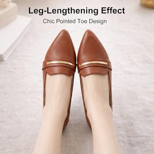 Image of MUSSHOE Loafers for Women Pointed Toe: Dressy Gold Bit Flats, Suede BusinessCasual Slip On Shoes for Office Work,Interview & Teacher