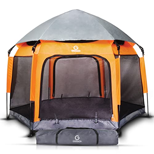 GRINADA Tente De Plage Anti UV Bebe pour Enfants avec Protection Solaire UV UPF 50+ Parasol de Plage Tente De Plage Pop-up Instantanée Portable pour Camping Intérieur Extérieur Chambre (Orange)
