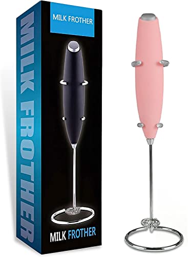 Image of Unleash the BARISTA in you with BAZIX Milk Frother with FREE 16 TYPES of STENCIL DESIGNS worth Rs. 300 for making Cafe Style Drinks at Home- Handheld-Battery Operated-Milk and Coffee Frother, Stainless Steel Whisk and Stand, Portable Foam Maker, Cappuccino, Lattes, and Egg Beaters