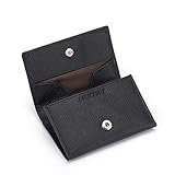 [LUCKYSGY] 小銭入れ メンズ 本革 コインケース ミニ財布 財布 小さい ボックス型 ボタン式 カード 硬貨35枚収納（型押しブラック）