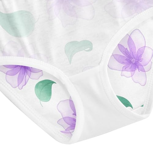 Purple Lotus Watercolor White Toddler Girl Undies, Cotton Underwear Girls, 2T–8 Years4