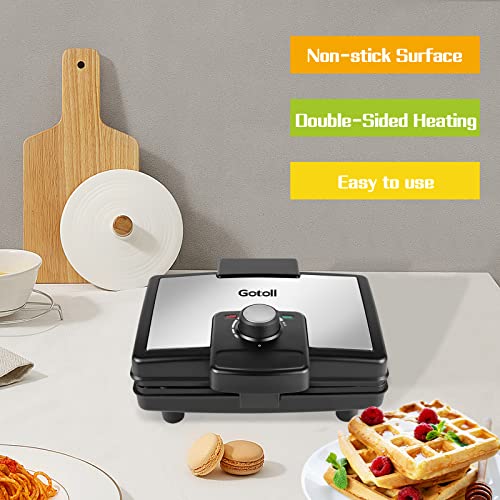 Gotoll Waffeleisen Belgische Waffel, 800W Waffelmaker mit Antihaftbeschichtung, Thermostat und Signalleuchten… – Bild 3