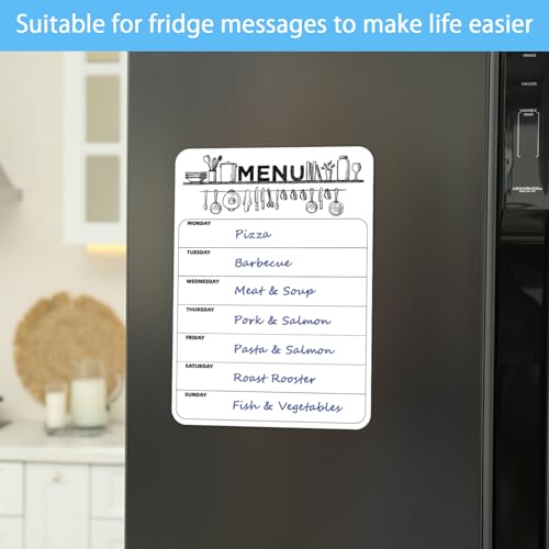 UOCAI Essensplaner Woche Abwischbar Magnetisch mit 2 Farbmarker und 1 Tafelradierer Magnetisch, Speiseplan Wochenplaner Abwischbar, Magnettafel Kühlschrank, Menüplaner für Haushalt und Büro