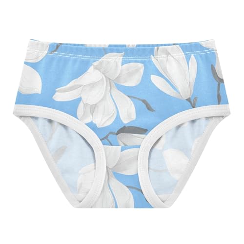 Blue White Magnolia Flowers Pastel Toddler Girls Underwear 2t Cotton Cute Panties Girl Stylish Kids Undies Briefs