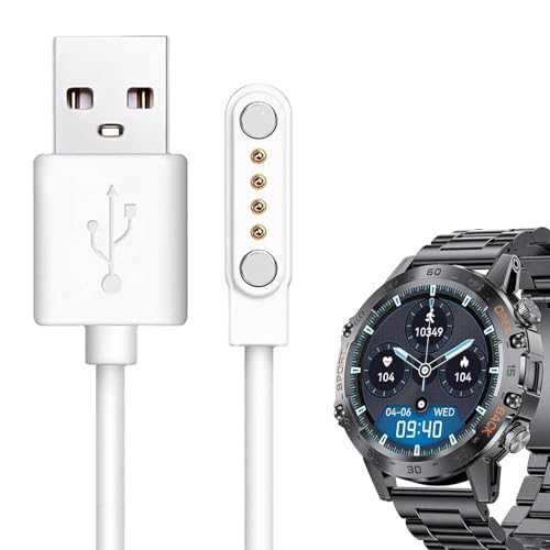 Compatible con cargador de reloj inteligente K52, Lamshaw 100 cm, cable de carga USB magnético de repuesto compatible con reloj inteligente LIGE K52/SUNKTA K52/Linwear K52/EIGIIS K52 (blanco)