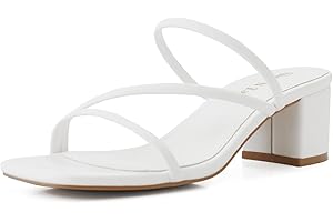 White Short Heels For Women: Strappy Block Heels