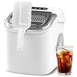 Advwin Ice Maker Countertop, Portable Ice Maker Machine with Handle, Self-Cleaning Ice Makers, 12KG/24H, with ice Scoop and Basket, for Home/Office/Kitchen, White