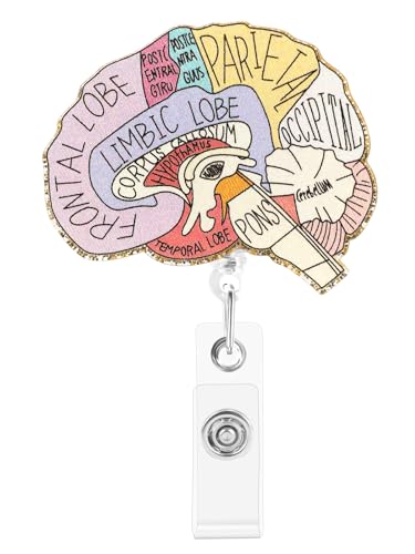 Retractable Badge Reel, Cute Badge Reels for Nurse Badge Holder with Alligator Clip for Doctor Teacher (Brain)