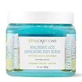 SpaScriptions Cucumber Sugar Scrub - Cooling Body Scrub Exfoliator with Seal Salt & Hyaluronic Acid, Ideal for Dry, Dull, & Rough Skin, Helps Support Hydrated, Comfortable, & Soothing Skin, 21 oz