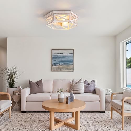 piano7797 13 inch White and Gold Flush Mount Ceiling Light Fixture,1 Pack by piano7797 - Used condition - Image 2