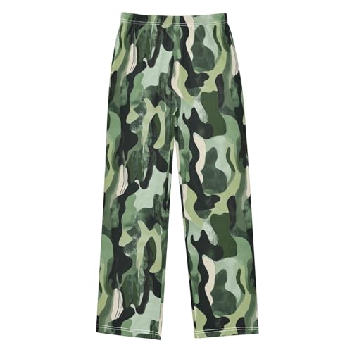 Boys' Pants Trendy Camo Deep Green Long Bottoms Jogger Pants Elastic Waist Trousers with Pockets S-XL