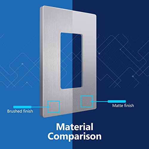 Image of LIDER Decorator Switch Cover, Screwless Wall Plate, Mid-Size 1-Gang 4.88 inch x 3.11 inch, LSWP-31M-BSV, UL Listed, Thermoplastic, Brushed Silver, 1-Pack
