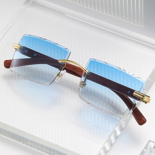 Fashion Sunglasses for Men Women Rectangular Rimless Glasses Metal Sunglasses UV400 Glasses3