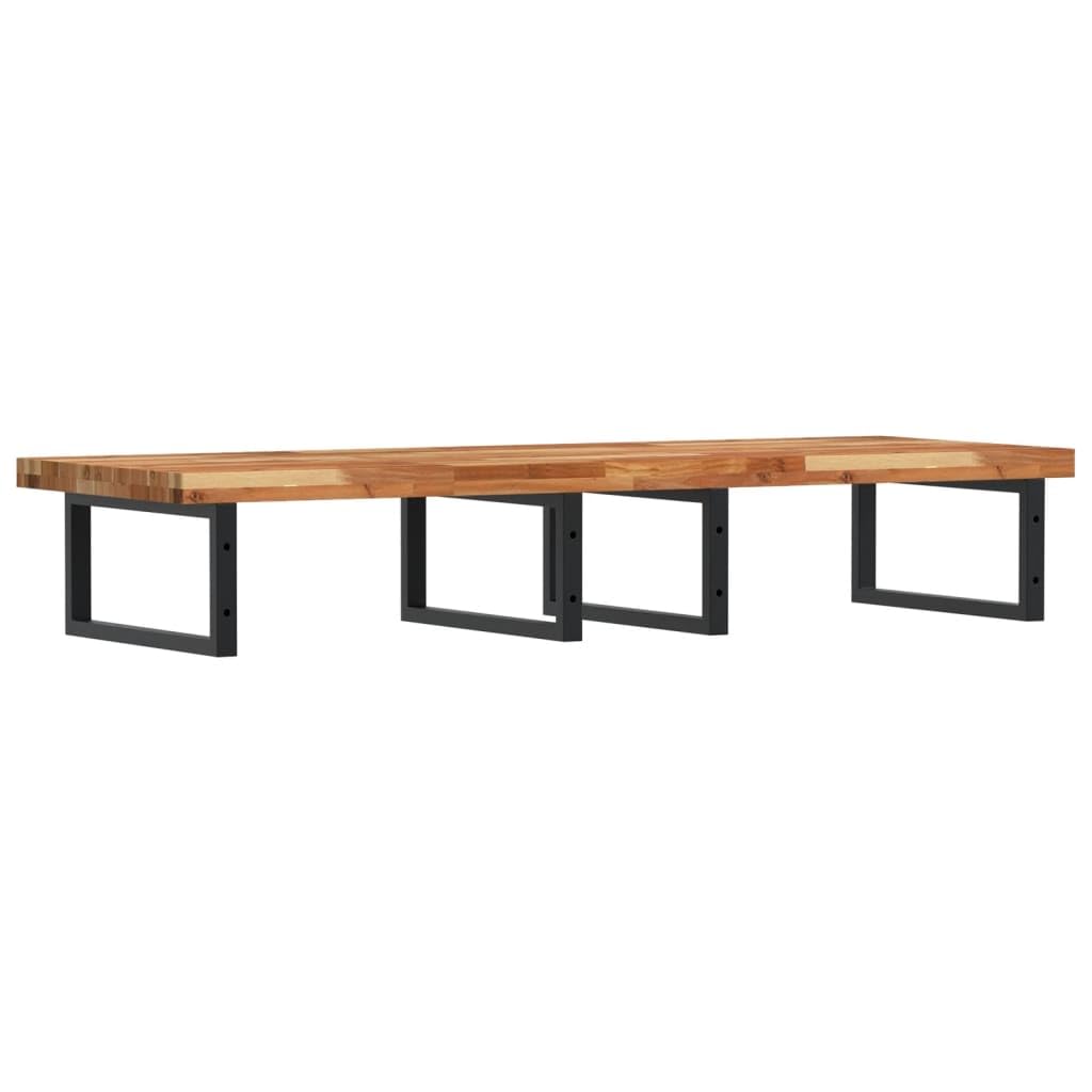 Scaffale per lavabo da parete, in legno di acacia massiccio e acciaio, 120 x 50 x 4 cm, nero, robusto scaffale da bagno per lavabo e asciugamani, mobile da bagno salvaspazio