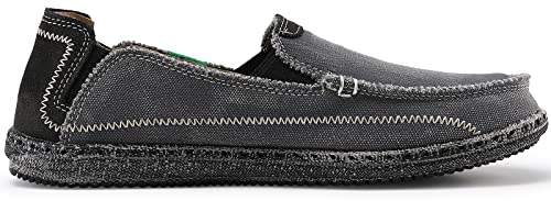 VILOCY Mens Slip on Deck Shoes Casual Canvas Loafers Beach Boat Shoes Zero Drop Vintage Flat3