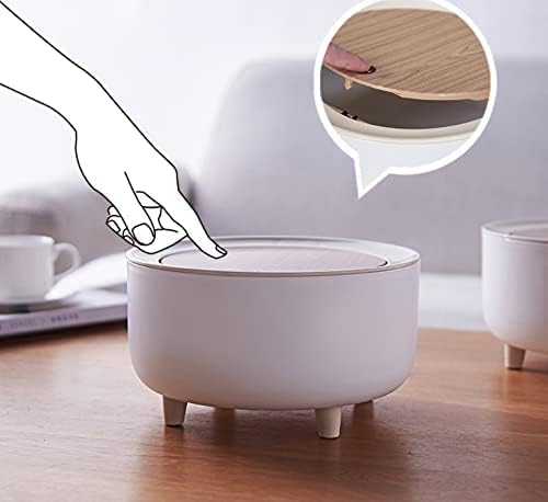 waqif Bathroom Trash Can,0.5 Gallon Waterproof Bathroom Garbage Can with Lid, press type Plastic Trash Bin for Bedroom, Kitchen, Office,RV White 1
