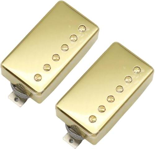 Alnico 2 Classic 57+ Humbucker Pickup Set (Bridge & Neck) for Les Paul Style Electric Guitar - Chrome Cover, Vintage Output (2-Piece) Gold