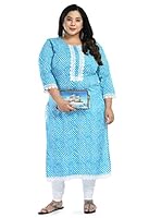 AnjuShree Choice Women Plus Size Cotton Kurti Light Blue