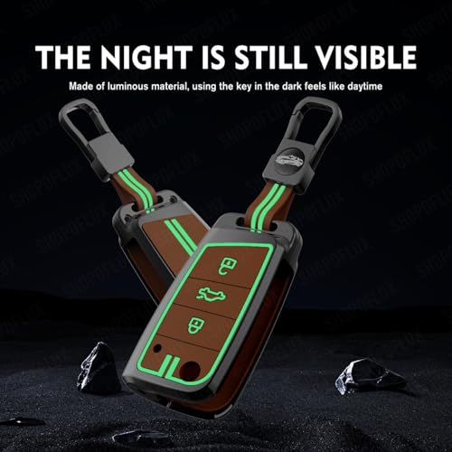 Image of SHOPOFLUX Metal Key Cover Compatible for Skoda & Volkswagen Cars Kylaq | Slavia | Kushaq | Octavia | Virtus | Taigun | Tiguan | T Roc 3 Button Flip Key