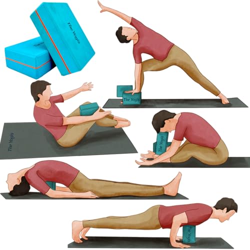 Image of The Yogis Yoga Blocks Set of 2 High Density Foam for Stretching, Balancing Premium Yoga Accessories for Women & Men Extra Large Size 3x6x9 inches with belt