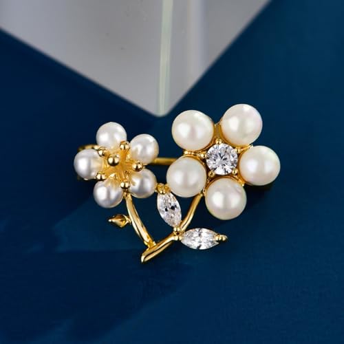 Image of Flower Brooch Pin Rhinestones Pearl Flower Brooches Floral Pin Jewelry for Women Girls