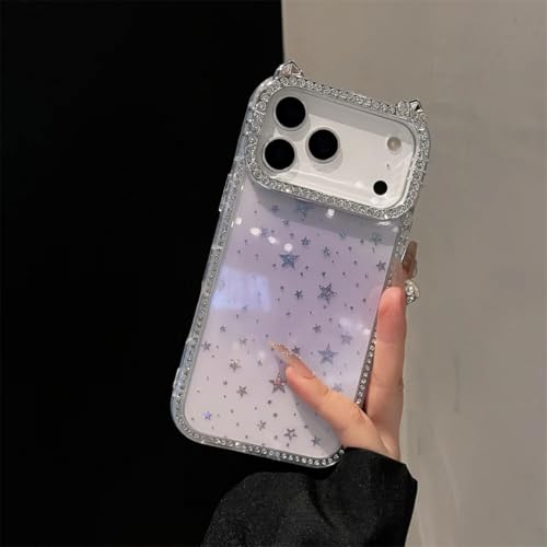 Coque iPhone 11 Pro Max violette transparente avec paillettes étoiles