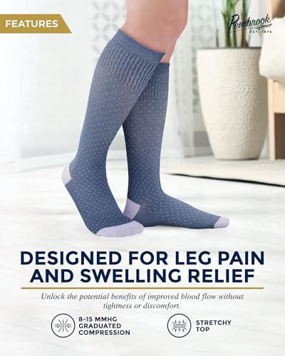 Image of Pembrook Bamboo Viscose Light Compression Socks - 3 Pairs | 8-15 mmhg Compression Socks | Knee High Comfort Support Socks