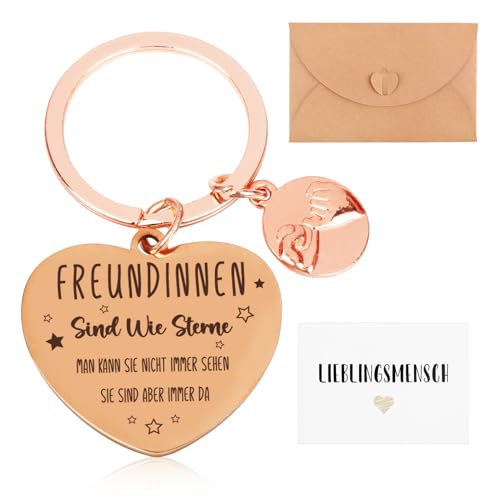 Fowecelt Freundschaft Freundinnen Geschenk Schlüsselanhänger: Schlüsselanhänger Beste Freundin mit Karte und Umschlag für Freundinnen zum Geburtstag Weihnachten Abschiedsfeier