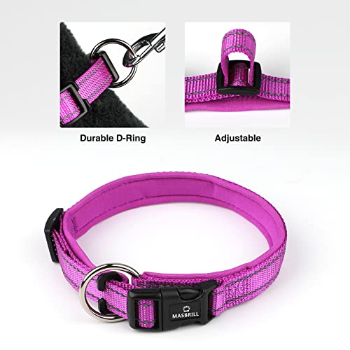 Masbrill Reflective Dog Collar, Adjustable Soft Neoprene Padded Nylon Pet Collars For Puppy And Small Dogs, With One Pet Training Clicker For Dogs Cats Behavioral Training, Purple,Xs #TOP1