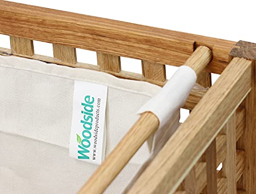 Woodside Large 80L Wooden Lattice Laundry Basket, Walnut Wood Storage Hamper Box, Internal Linen Sack, 46 x 46 x 68cm - Image 9
