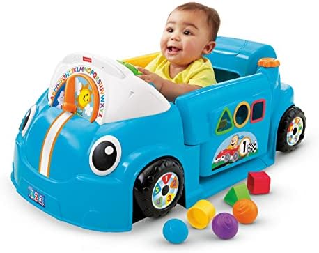 Fisher-Price Laugh & Learn Baby Activity Center, Crawl Around Car, Interactive Playset With Smart Stages For Infants & Toddlers, Blue [Amazon Exclusive]